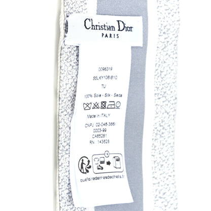 Christian Dior Silk Mitzah Scarf Grey White 3 of 3