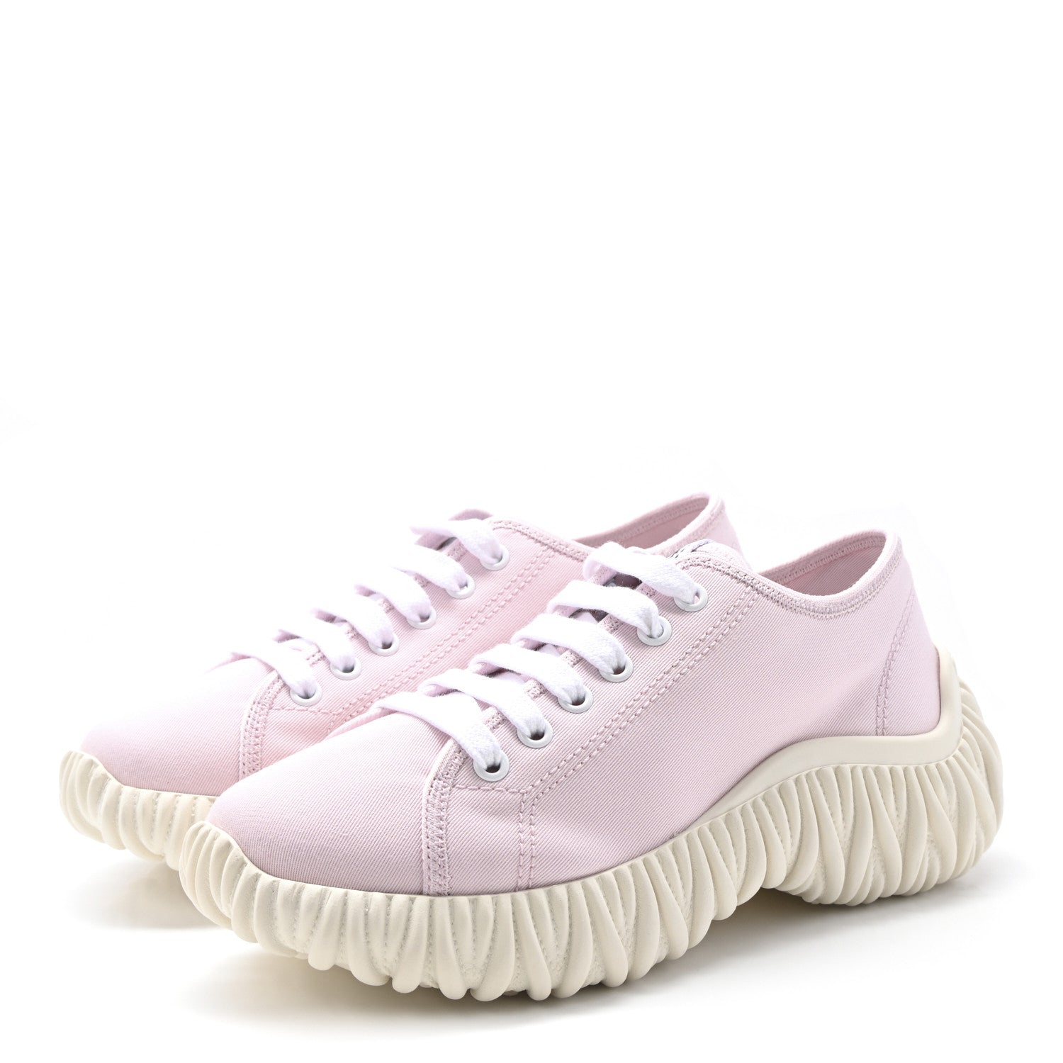 Miu Miu Gabardine Low Top Matelasse Sneakers 35 Alabastro 4 of 8