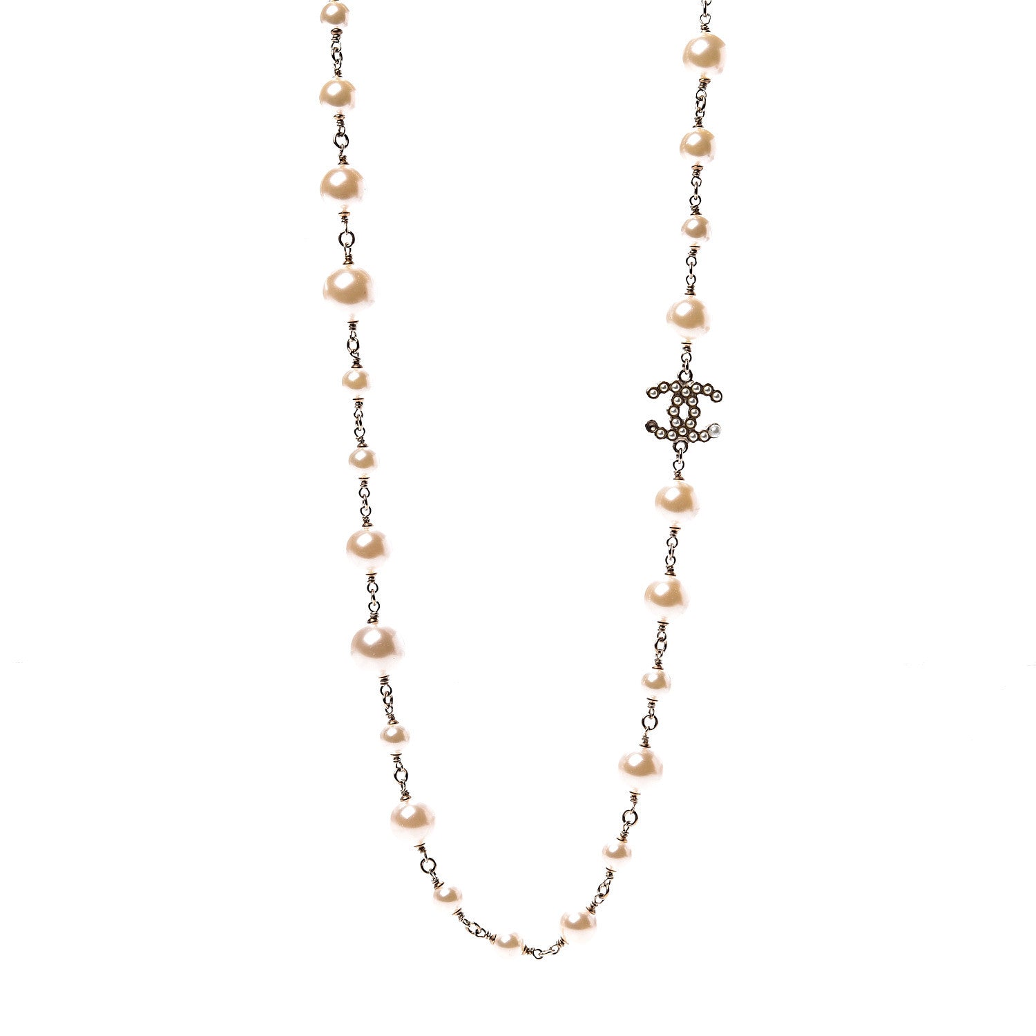Chanel Graduated Pearl CC Long Necklace Gold 1 of 6