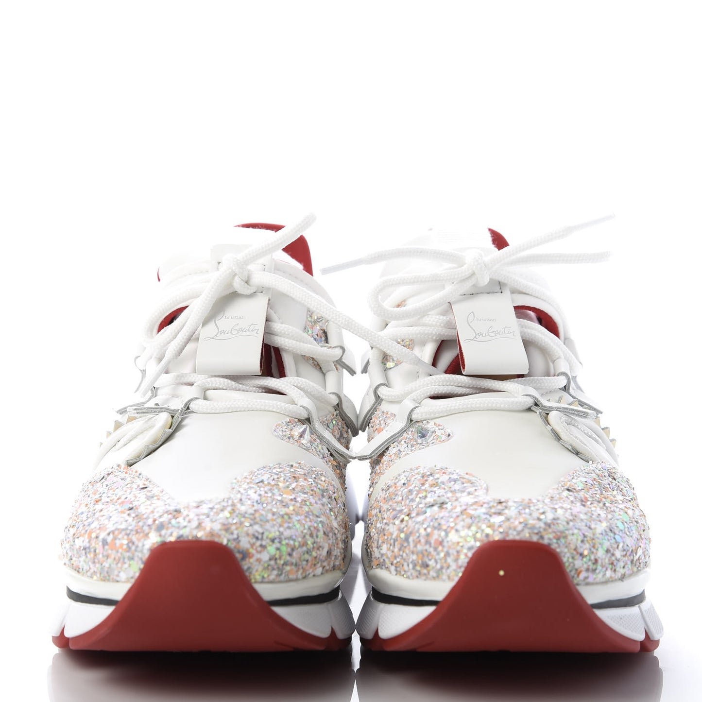 Calfskin Glitter Donna Red Runner Sneaker 37 White Multicolor