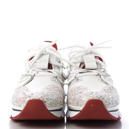 Christian Louboutin Calfskin Glitter Donna Red Runner Sneaker 37 White Multicolor 2 of 9