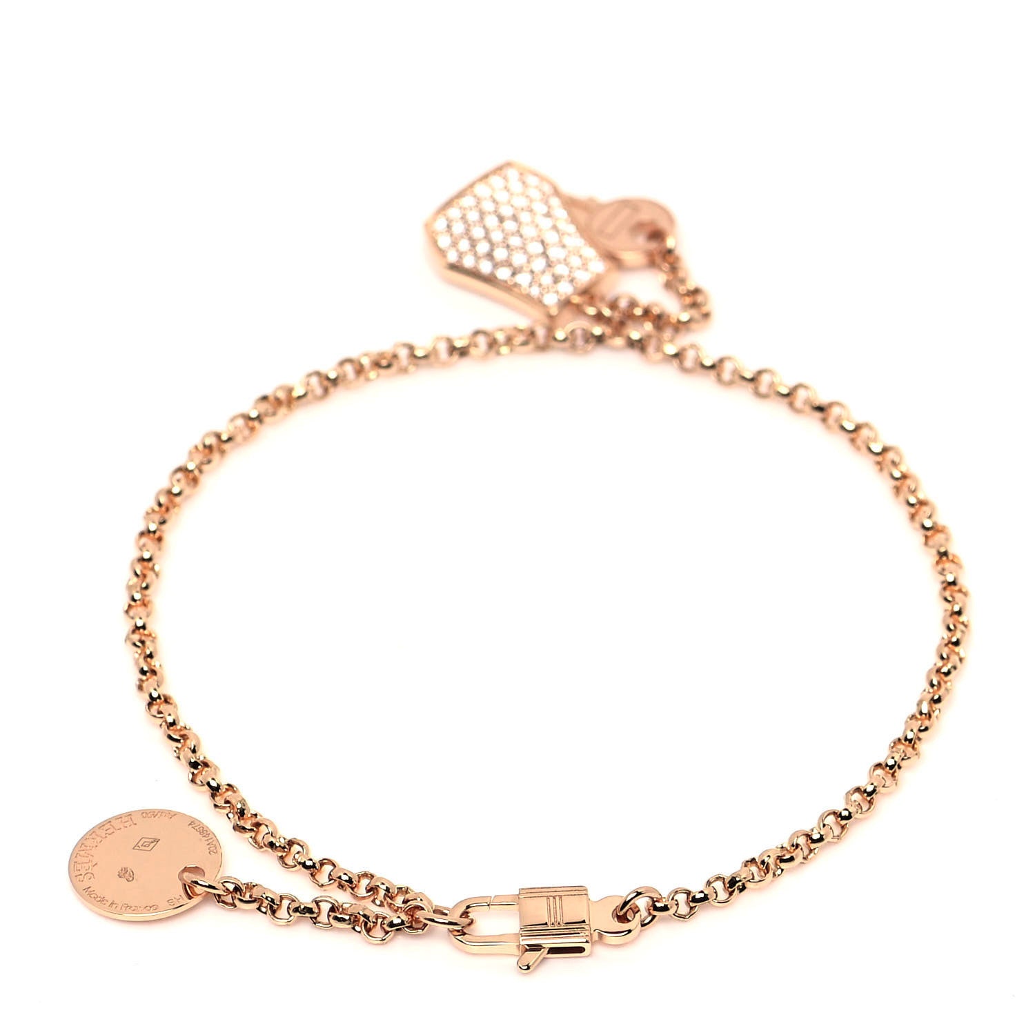 Hermes 18K Rose Gold Diamond PM Kelly Clochette Bracelet SH 3 of 6