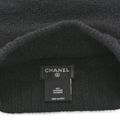 Chanel Cashmere CC Beanie Hat Black 5 of 6