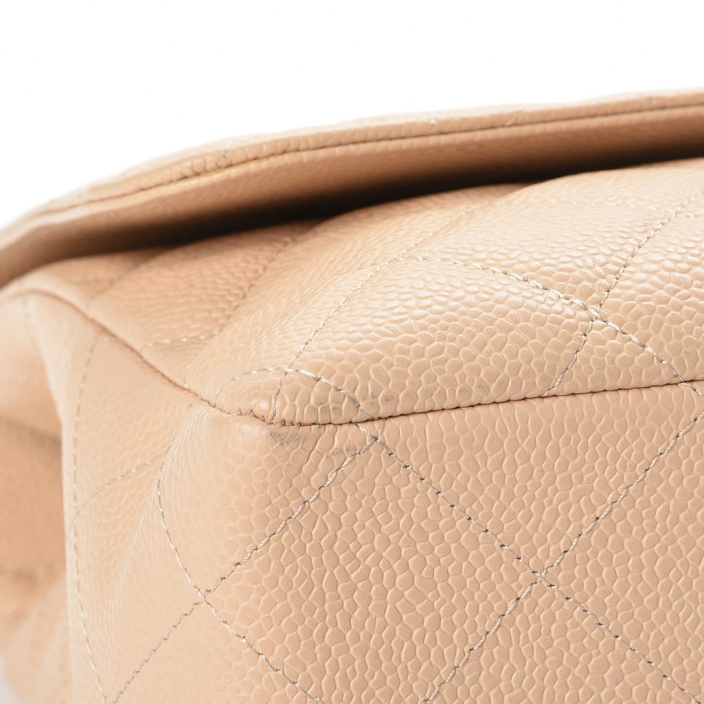 Caviar Quilted Jumbo Single Flap Beige Clair