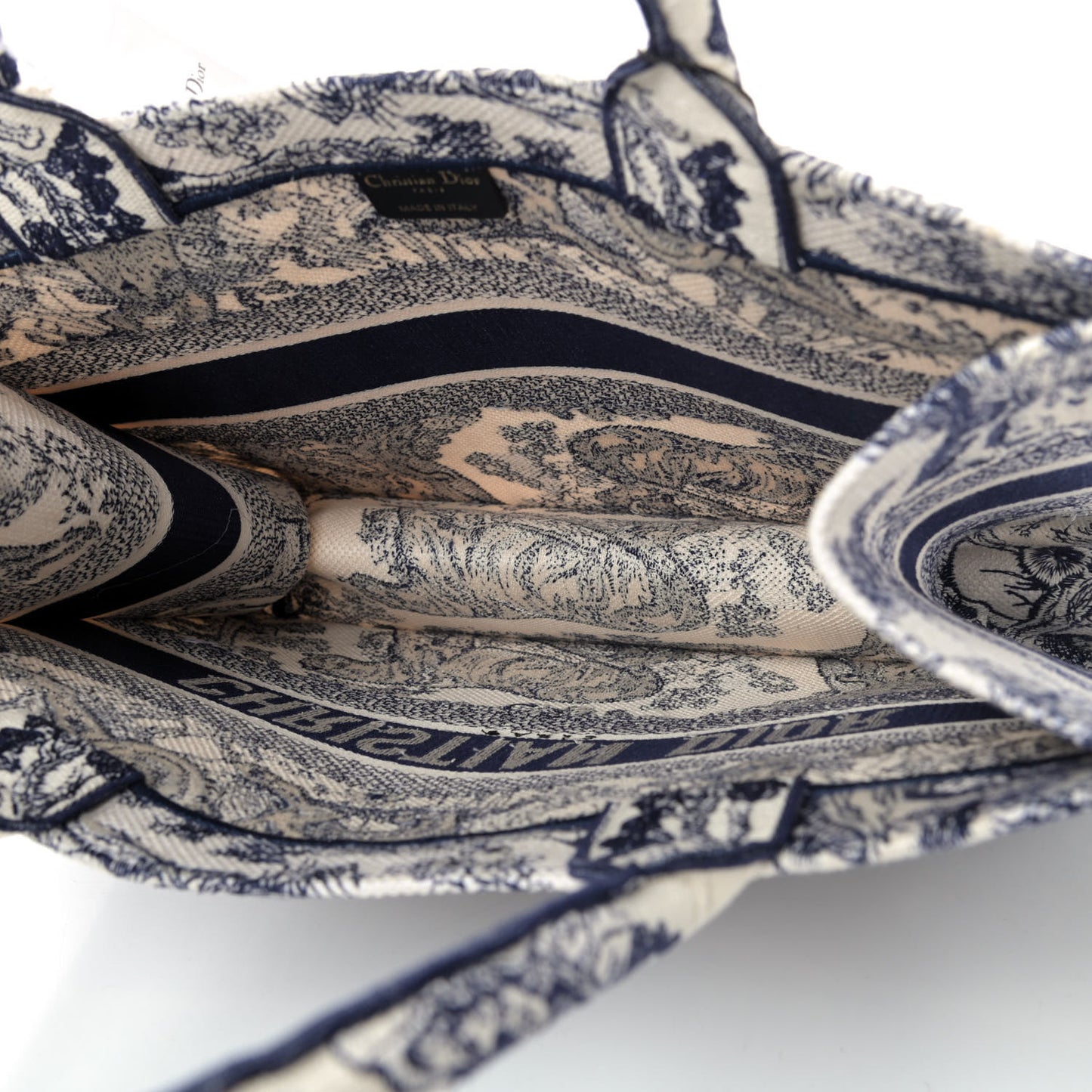 Canvas Embroidered Medium Dioriviera Toile De Jouy Book Tote Blue