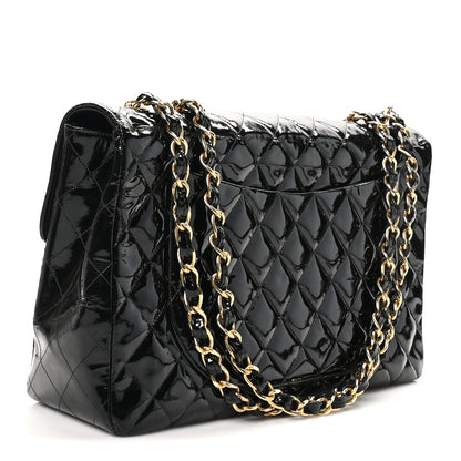 Chanel Patent Quilted XL Jumbo Single Flap Black 3 of 11