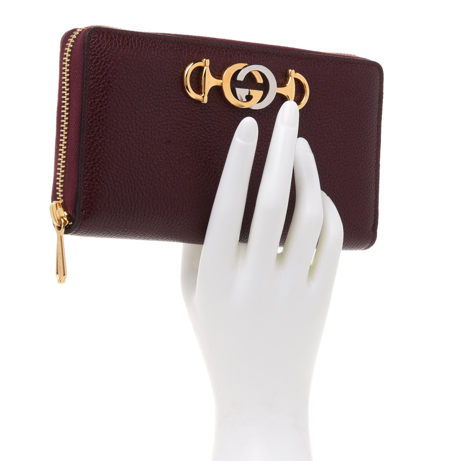 Gucci Grainy Calfskin Zumi Zip Around Wallet Vintage Bordeaux 2 of 10