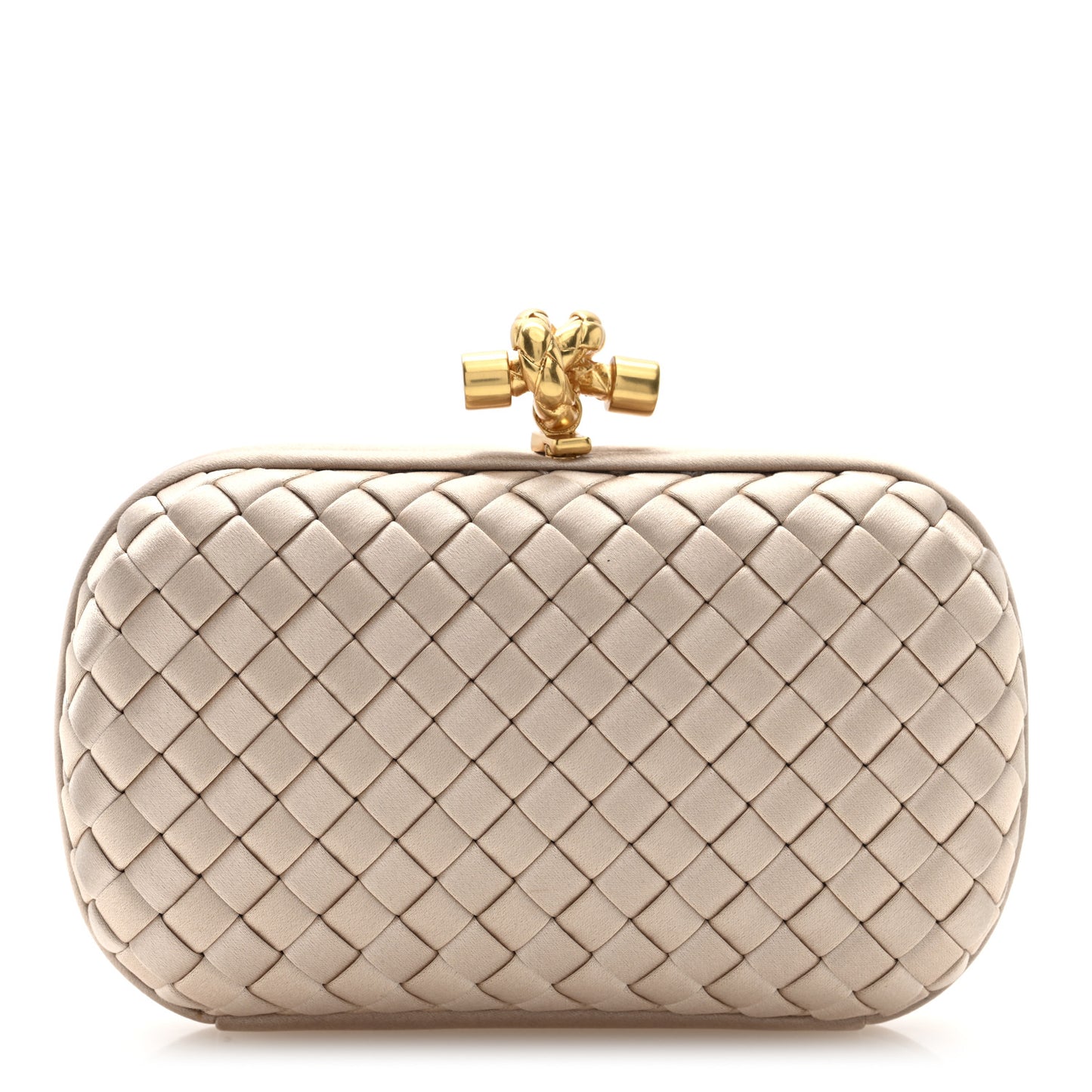 Satin Intrecciato Knot Clutch Nude