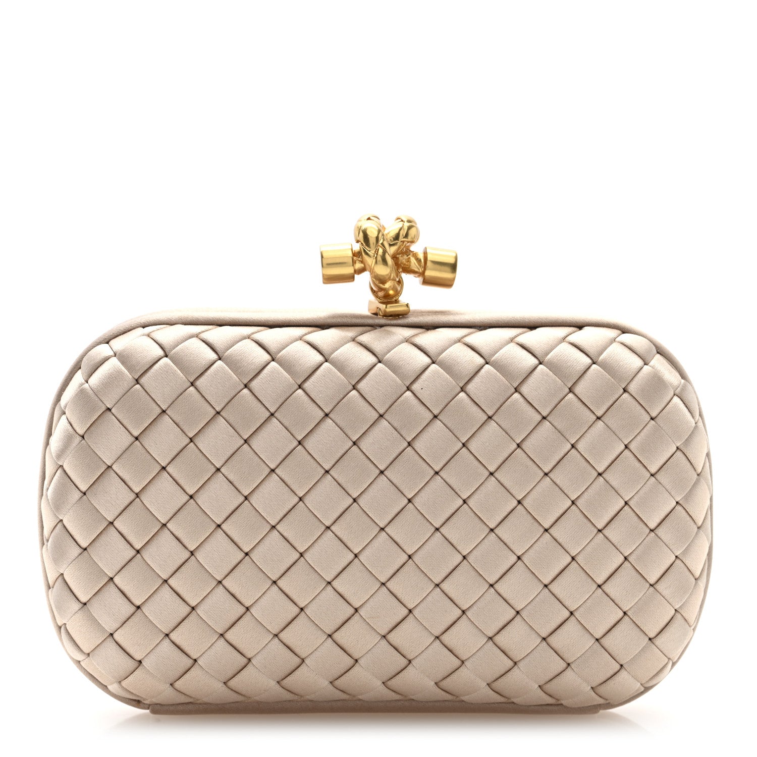 Bottega Veneta Satin Intrecciato Knot Clutch Nude 7 of 9