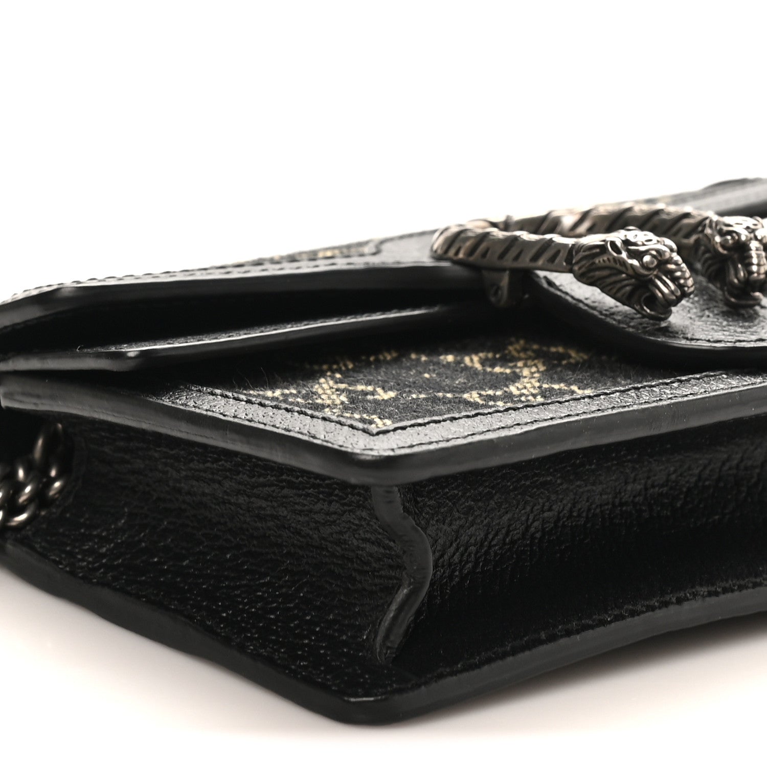 Gucci Jacquard Black Denim GG Monogram Super Mini Dionysus Shoulder Bag Black Ivory 8 of 9