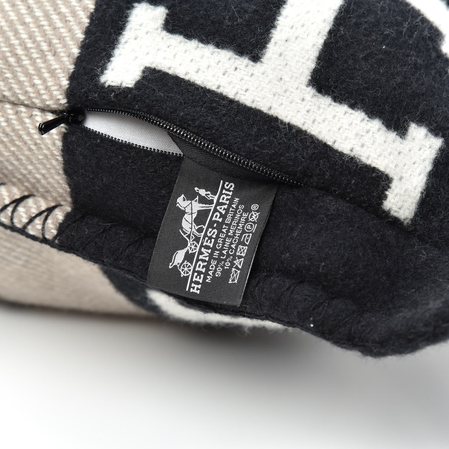 Hermes Wool Cashmere Avalon III Pillow PM Ecru Black 3 of 3