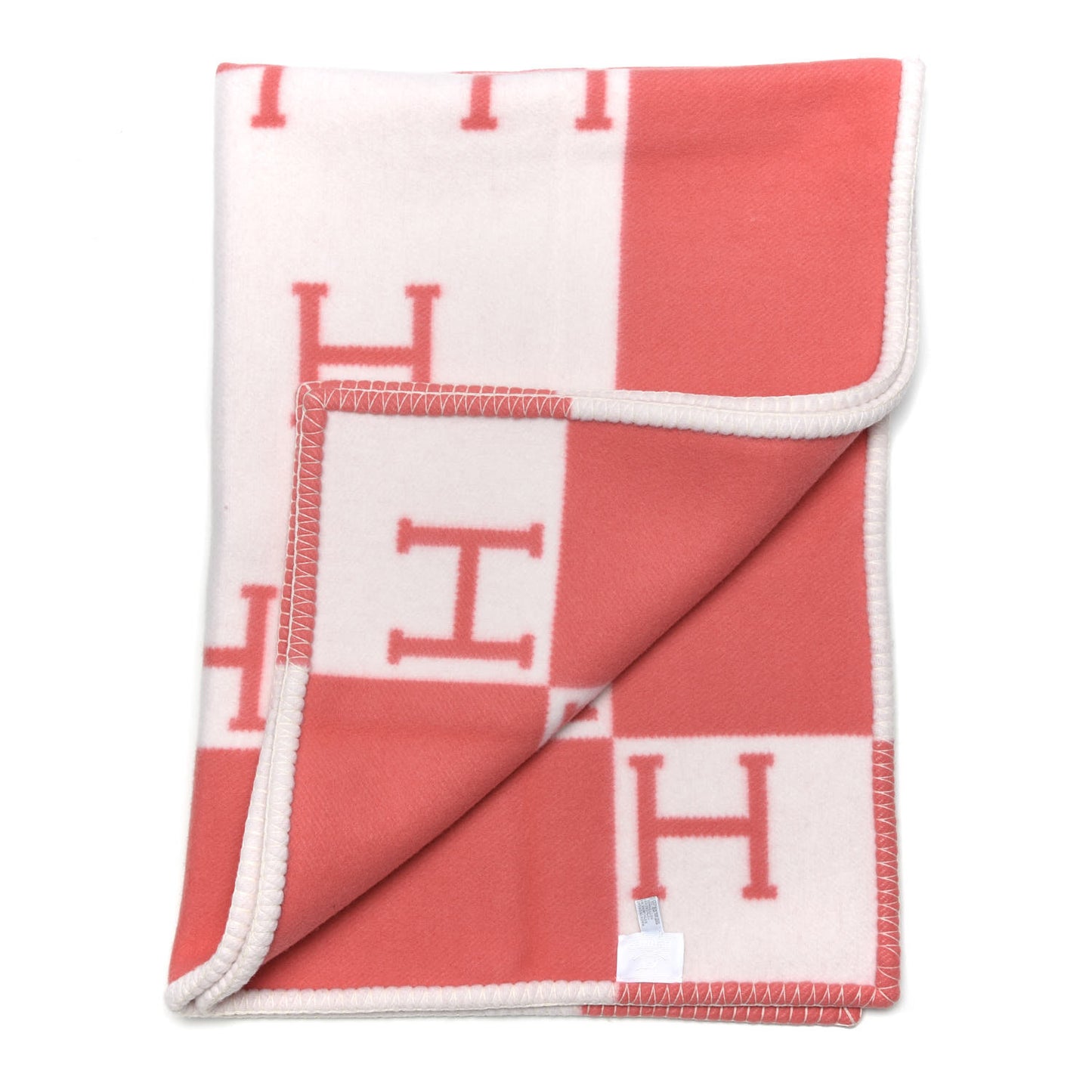 Wool Cashmere Avalon Baby Blanket Rose Airelle White