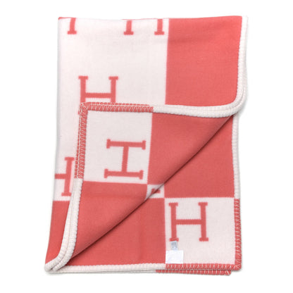 Hermes Wool Cashmere Avalon Baby Blanket Rose Airelle White 3 of 4