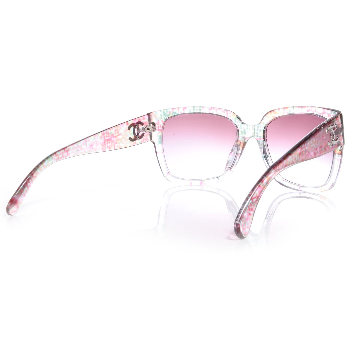 Acetate Multicolor Tweed CC Sunglasses 5220 Pink