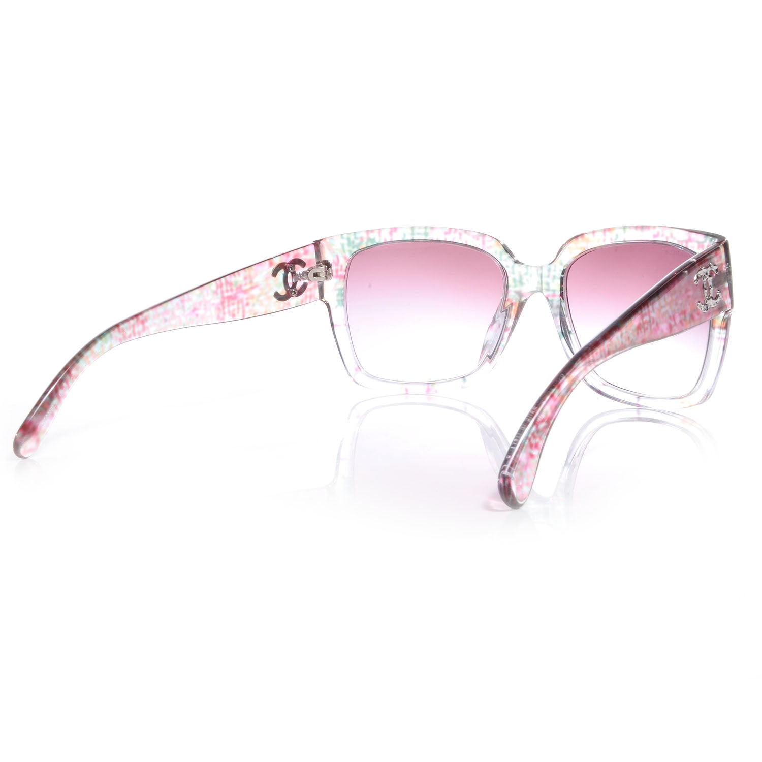 Chanel Acetate Multicolor Tweed CC Sunglasses 5220 Pink 3 of 6