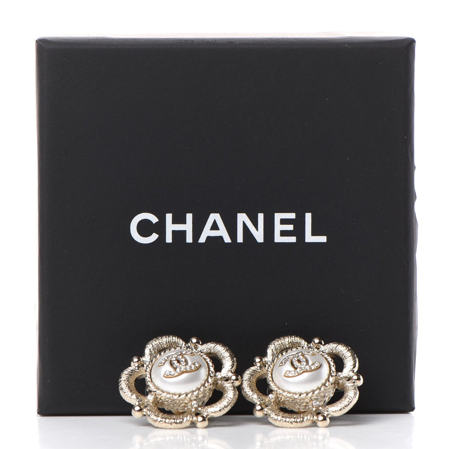 Pearl Crystal CC Earrings Gold