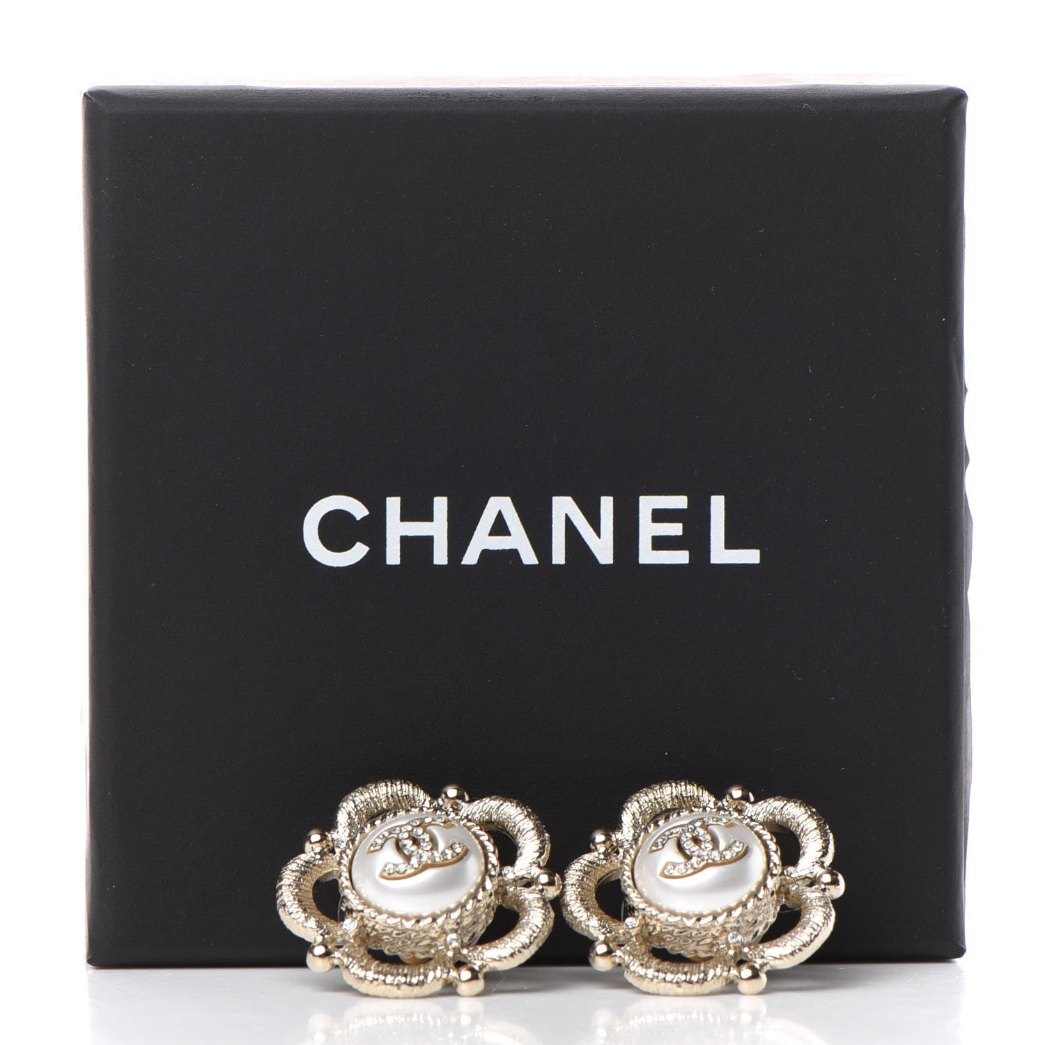Chanel Pearl Crystal CC Earrings Gold 5 of 5