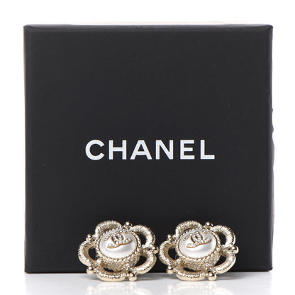 Chanel Pearl Crystal CC Earrings Gold 5 of 5