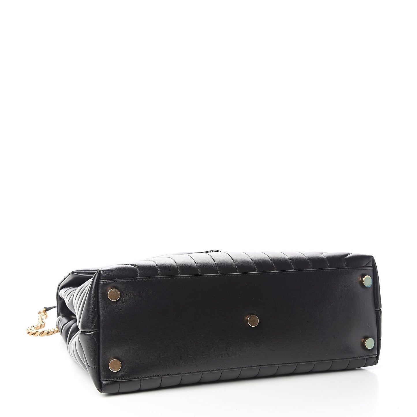 Calfskin Y Quilted Monogram Large Loulou Chain Satchel Black