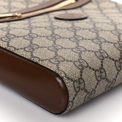 Gucci GG Supreme Monogram Azalea Calfskin Retro Interlocking G Flat Messenger Bag Beige Ebony Brown Sugar 7 of 8