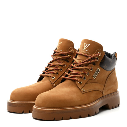 Louis Vuitton Nubuck Calfskin Monogram Oberkampf Ankle Boots 8 Beige 3 of 8