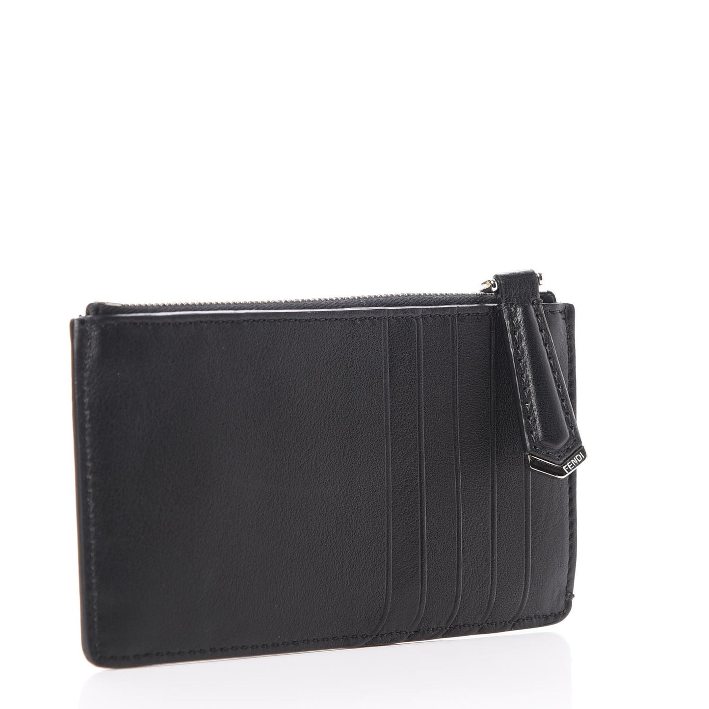 Vitello Dolce Mink Fur Hypnoteyes Zip Card Holder Black Yellow