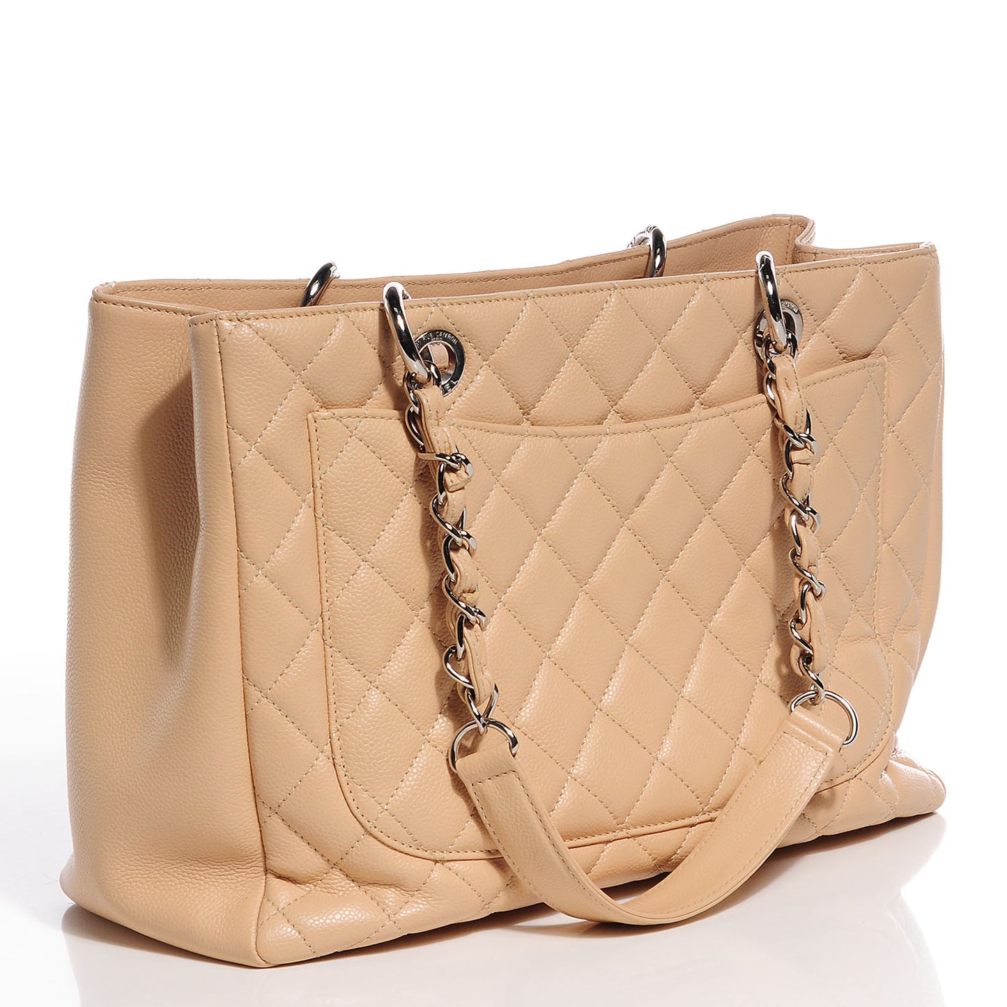Caviar Quilted Grand Shopping Tote GST Beige Clair