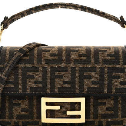 Fendi Fabric Jacquard FF 1974 Mini Baguette Tobacco Moro Black 8 of 10