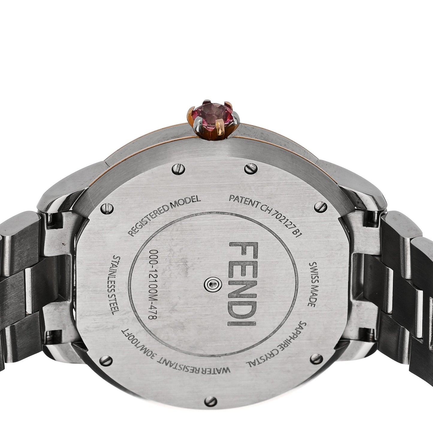 Stainless Steel Mother of Pearl Topaz Spinel 38mm Ishine Rotating Gem Two Tone Quartz Watch