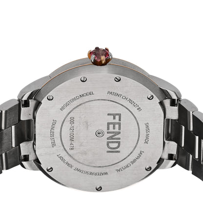Fendi Stainless Steel Mother of Pearl Topaz Spinel 38mm Ishine Rotating Gem Two Tone Quartz Watch 4 of 5