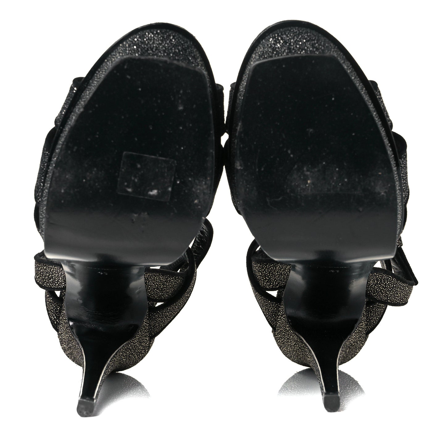 Glitter Effect Calfskin Tribute 105 Platform Sandals 41 Black