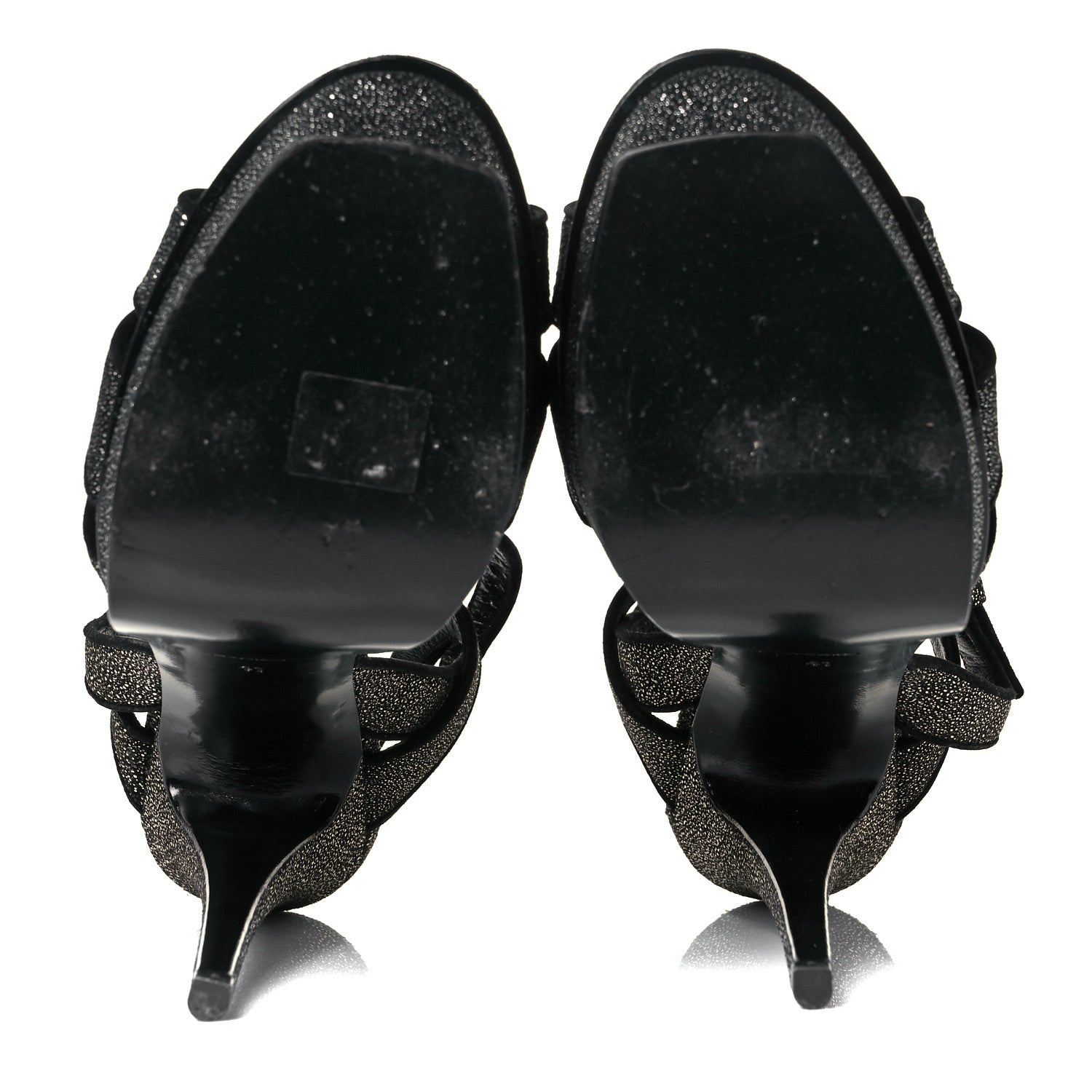 Saint Laurent Glitter Effect Calfskin Tribute 105 Platform Sandals 41 Black 5 of 8