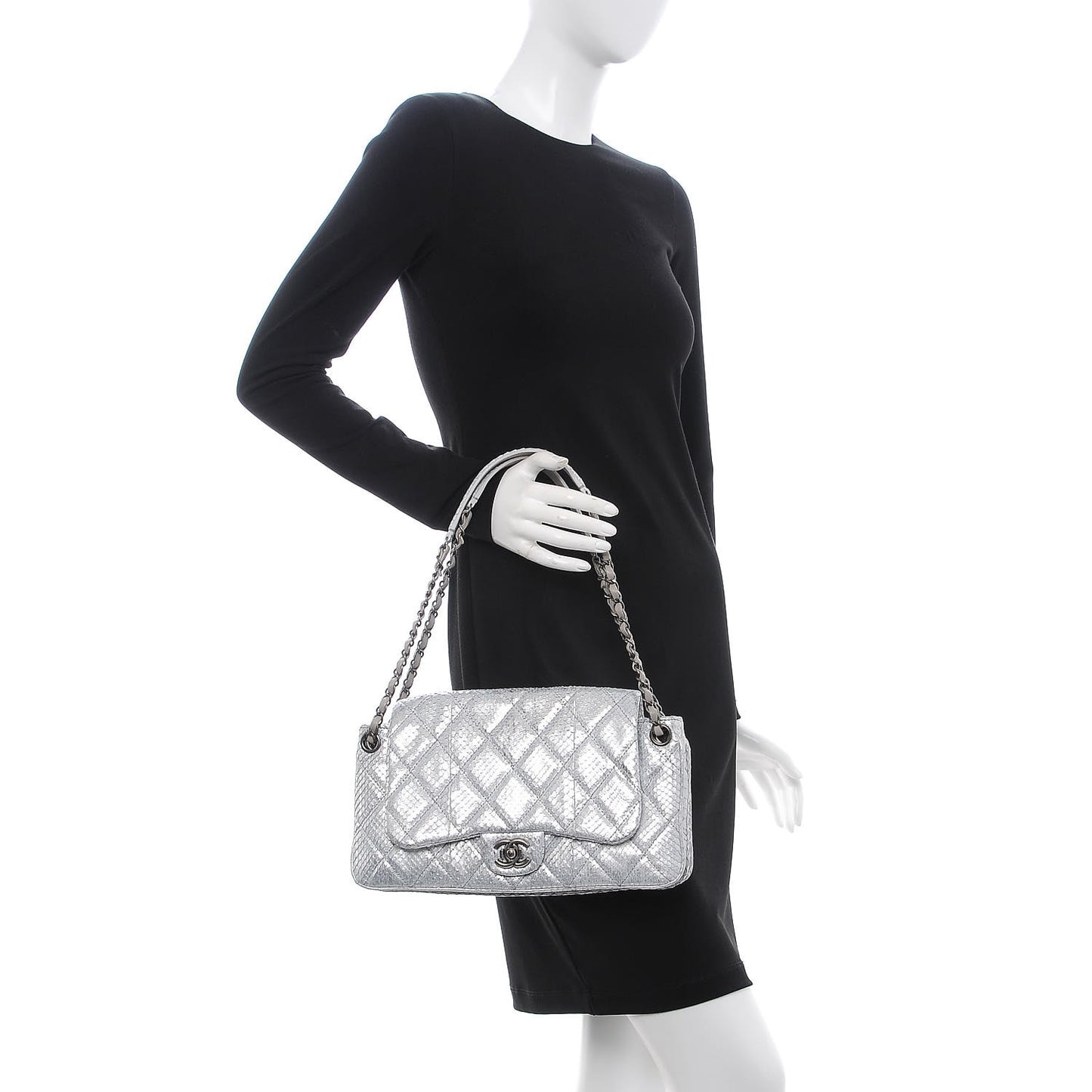 Metallic Python 3 Accordion Flap Silver