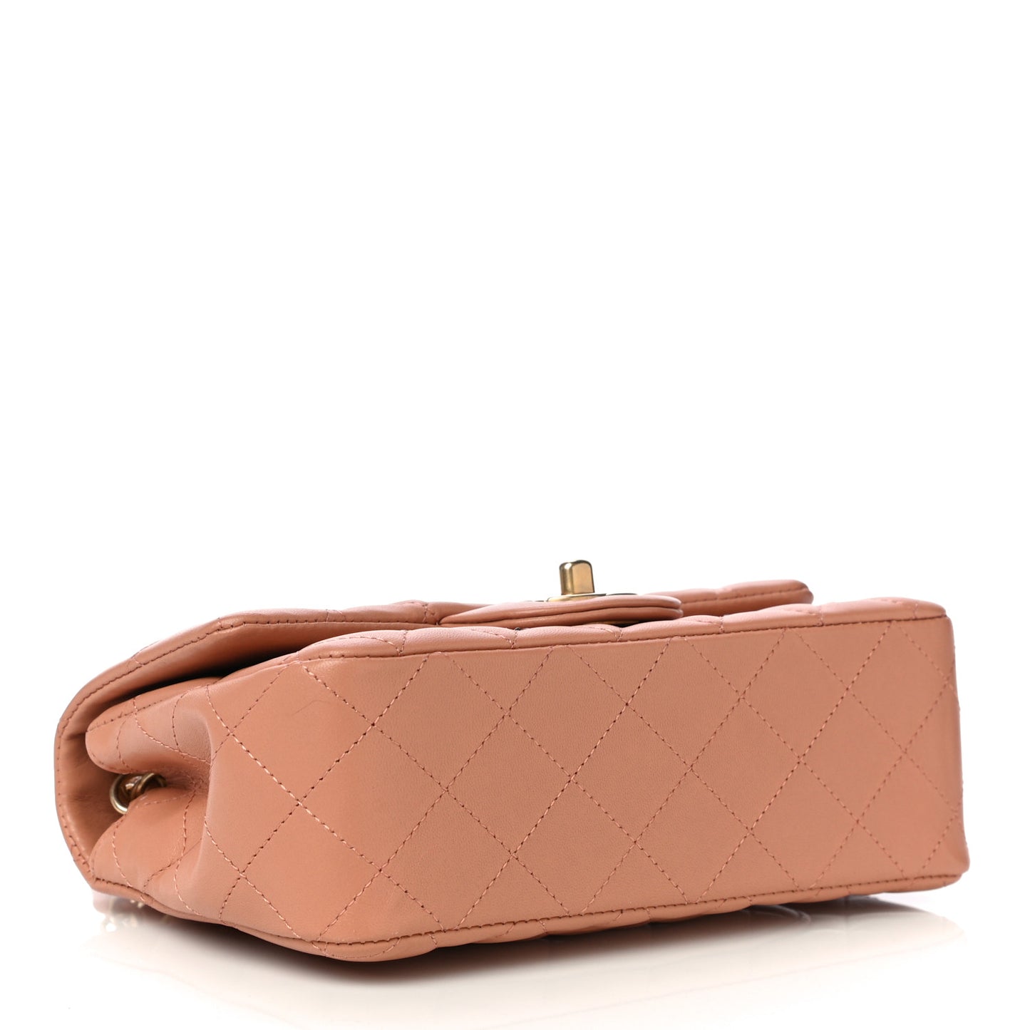 Lambskin Quilted Studded Mini Rectangular Flap Beige
