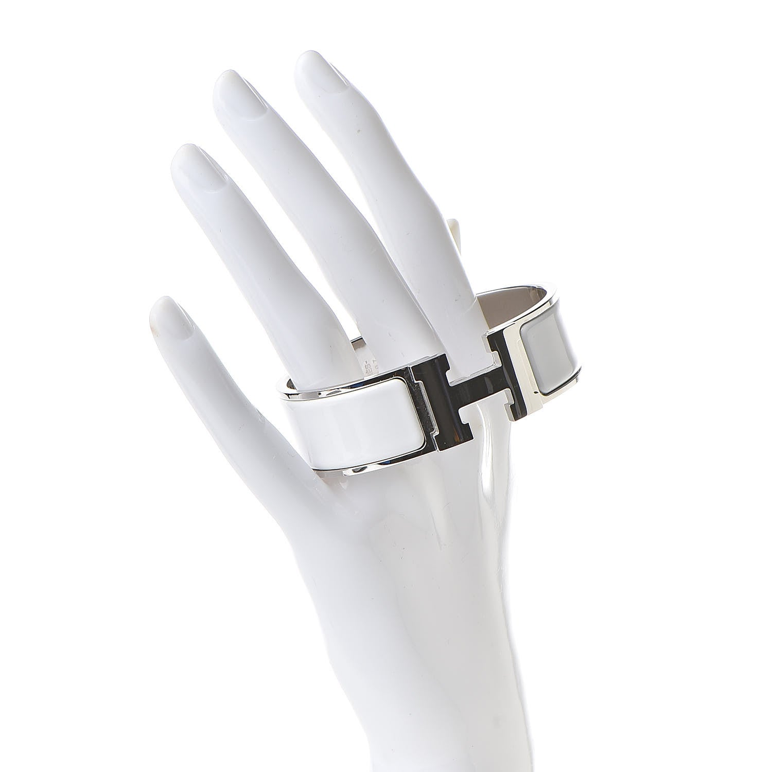 Hermes Enamel Wide Clic Clac H Bracelet GM White 2 of 6