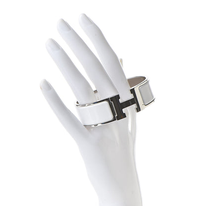 Hermes Enamel Wide Clic Clac H Bracelet GM White 2 of 6