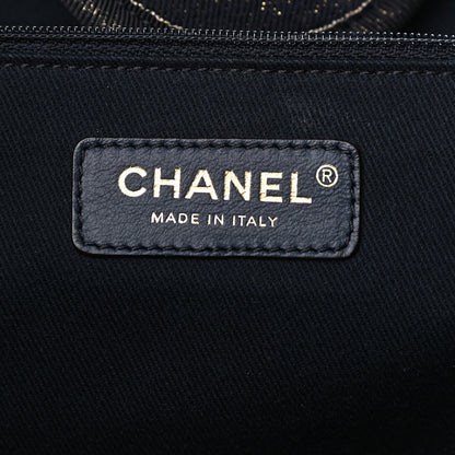 Chanel Lurex Canvas Medium Deauville Tote Navy Blue Gold 5 of 9