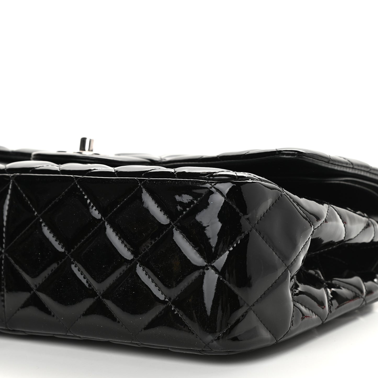 Patent Quilted Jumbo Double Flap Black
