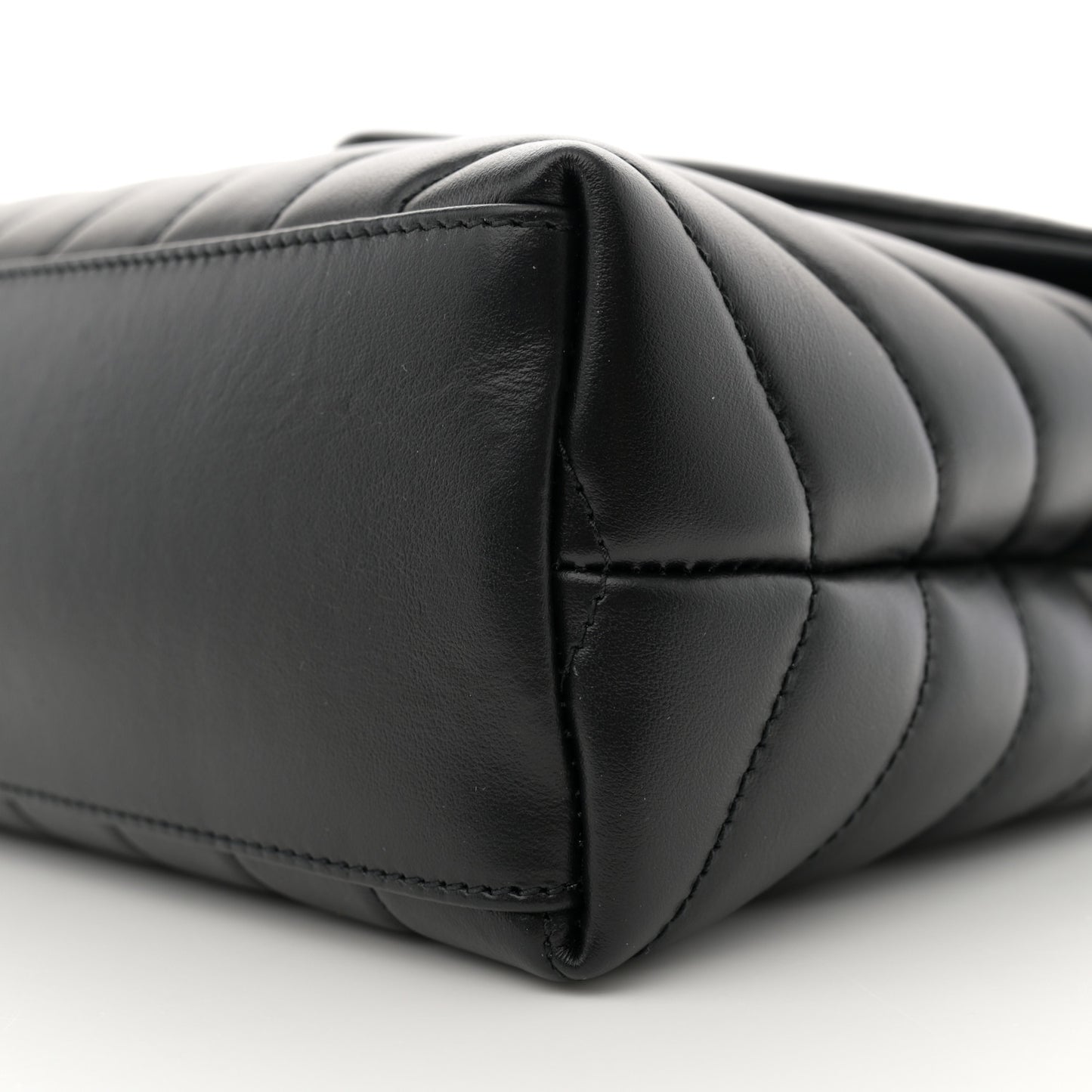 Calfskin Y Quilted Monogram Small Loulou Chain Satchel Black