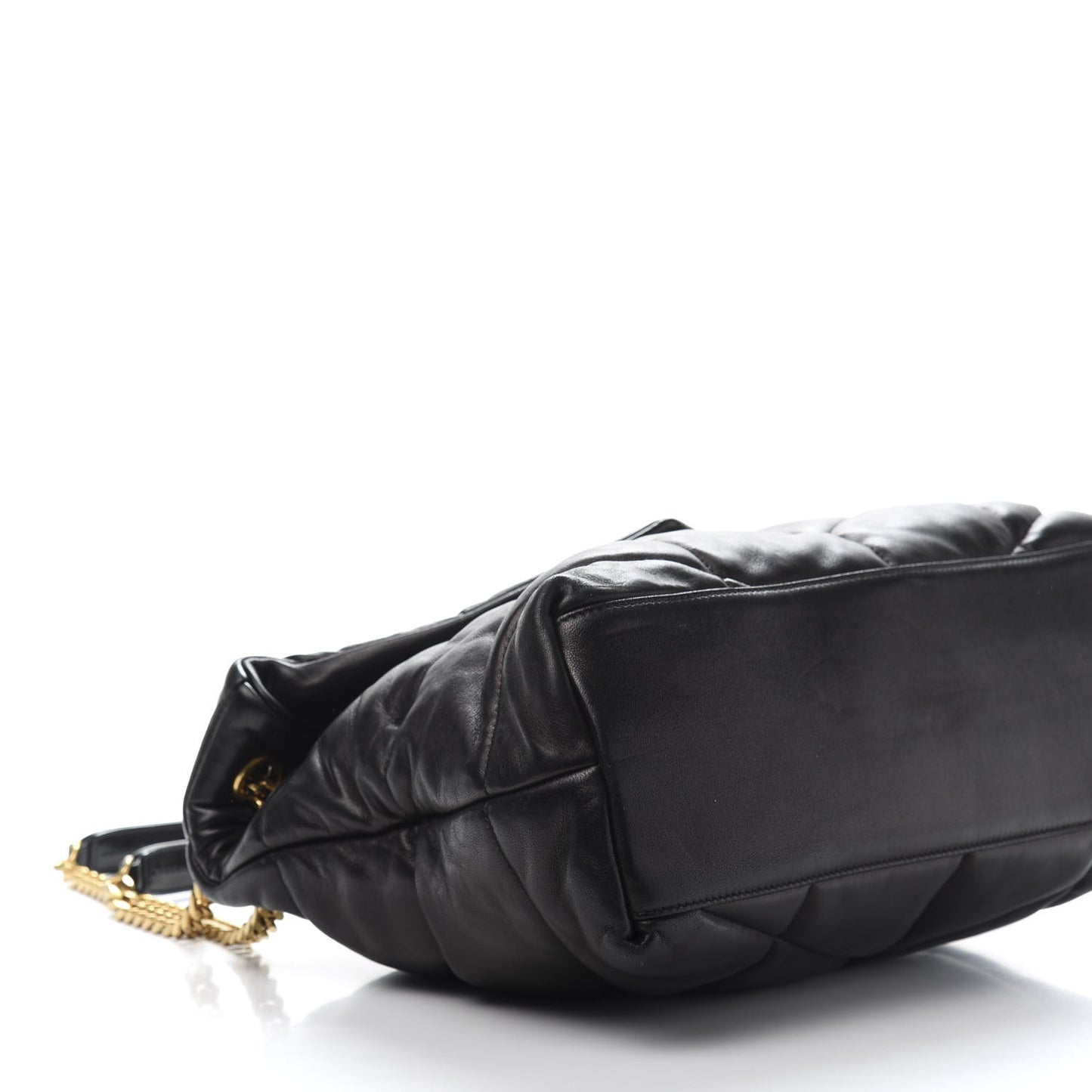 Lambskin Quilted Medium Loulou Puffer Monogram Chain Satchel Black