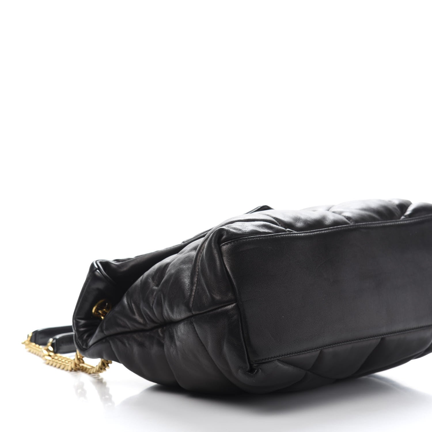 Saint Laurent Lambskin Quilted Medium Loulou Puffer Monogram Chain Satchel Black 9 of 12