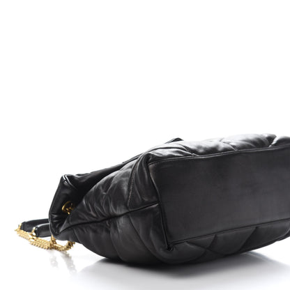 Saint Laurent Lambskin Quilted Medium Loulou Puffer Monogram Chain Satchel Black 9 of 12