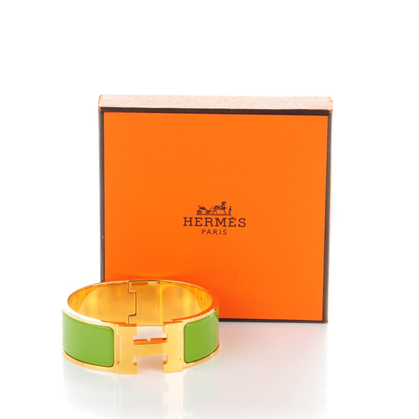Enamel Wide Clic Clac H Bracelet PM Vert Praire