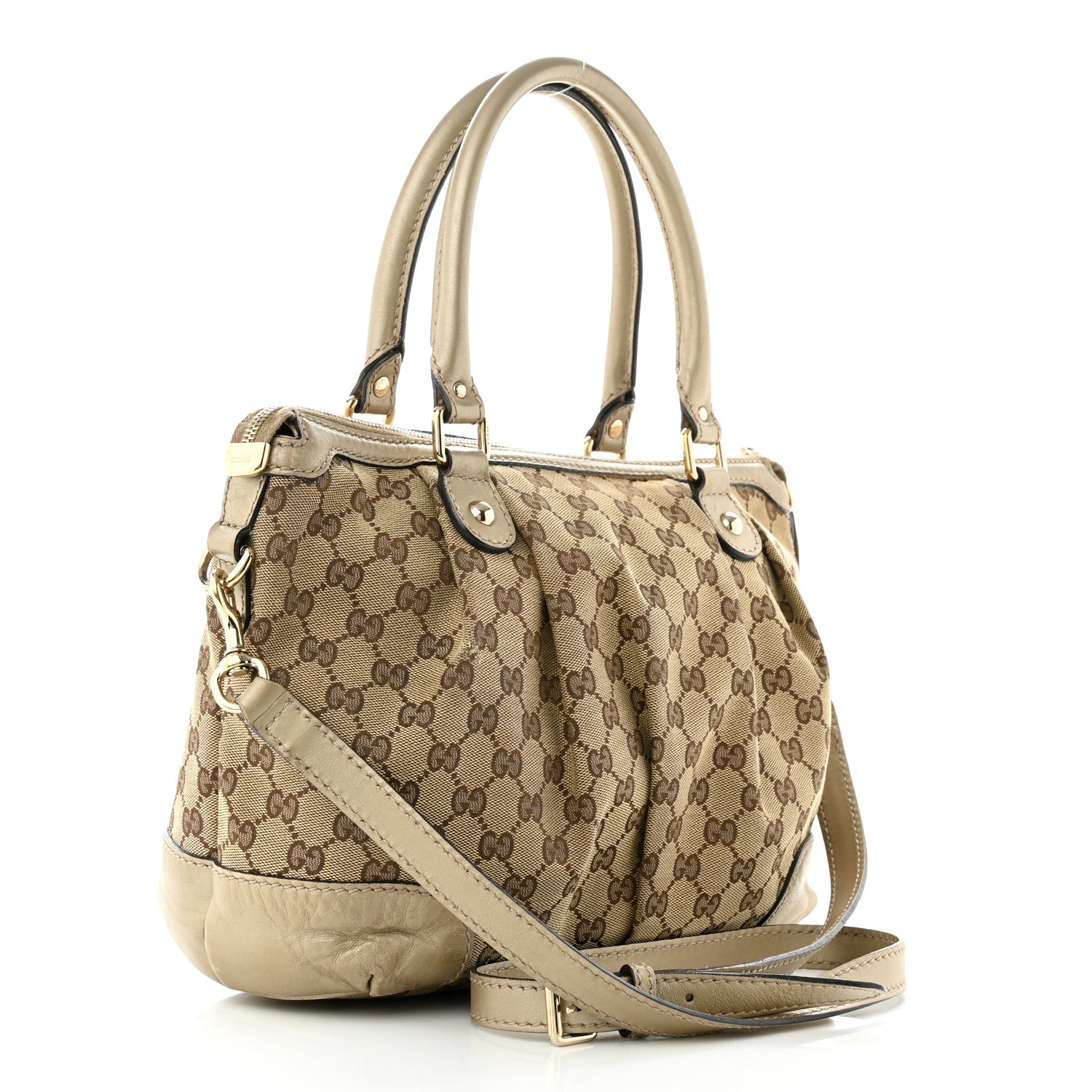 Gucci Monogram Margaux Calfskin Medium Sukey Top Handle Bag Beige Ebony Mystic White 3 of 17