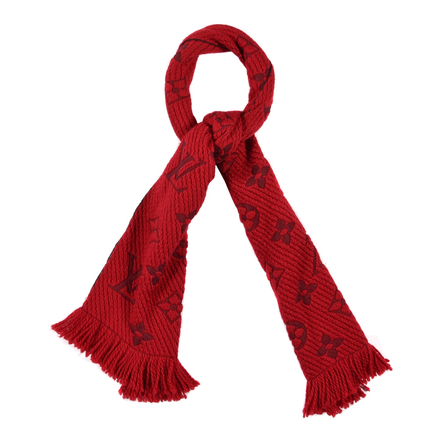 Wool Silk Logomania Scarf Rubis