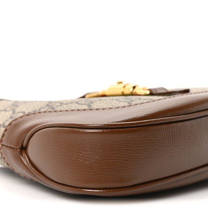 Gucci GG Supreme Monogram Azalea Calfskin Web Mini Jackie 1961 Hobo Beige Ebony Brown Sugar 9 of 10