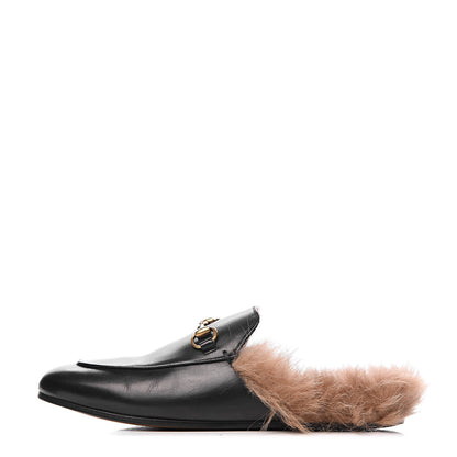 Gucci Calfskin Fur Womens Princetown Slippers 37 Black 1 of 13