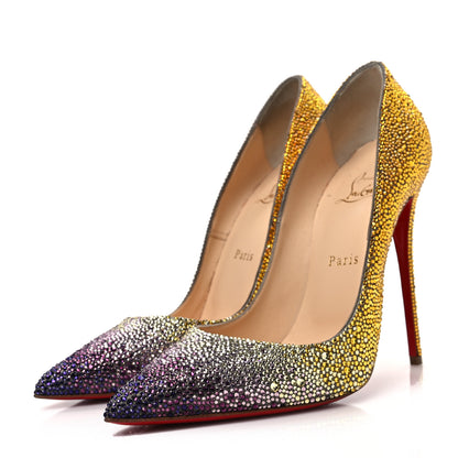 Christian Louboutin Suede Burma Strass Degrade So Kate 120 Pumps 40 Jaune 3 of 9