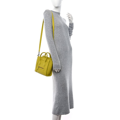 Celine Drummed Calfskin Nano Luggage Mimosa 2 of 10