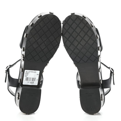 Chanel Calfskin Camellia Platform Sandals 37.5 Black 6 of 8